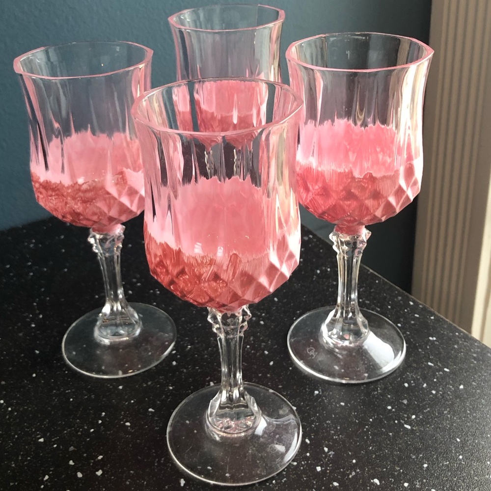 Set of 4 hand painted wine glasses